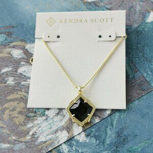 Kendra Scott Kacey Gold Black Opaque Glass Long Necklace